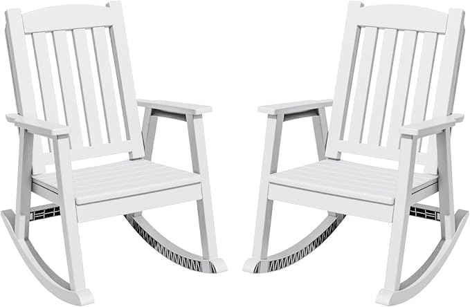 Greesum Set of 2 Outdoor Rocking Chair, Rust-Proof & UV-Resistant, Comfortable