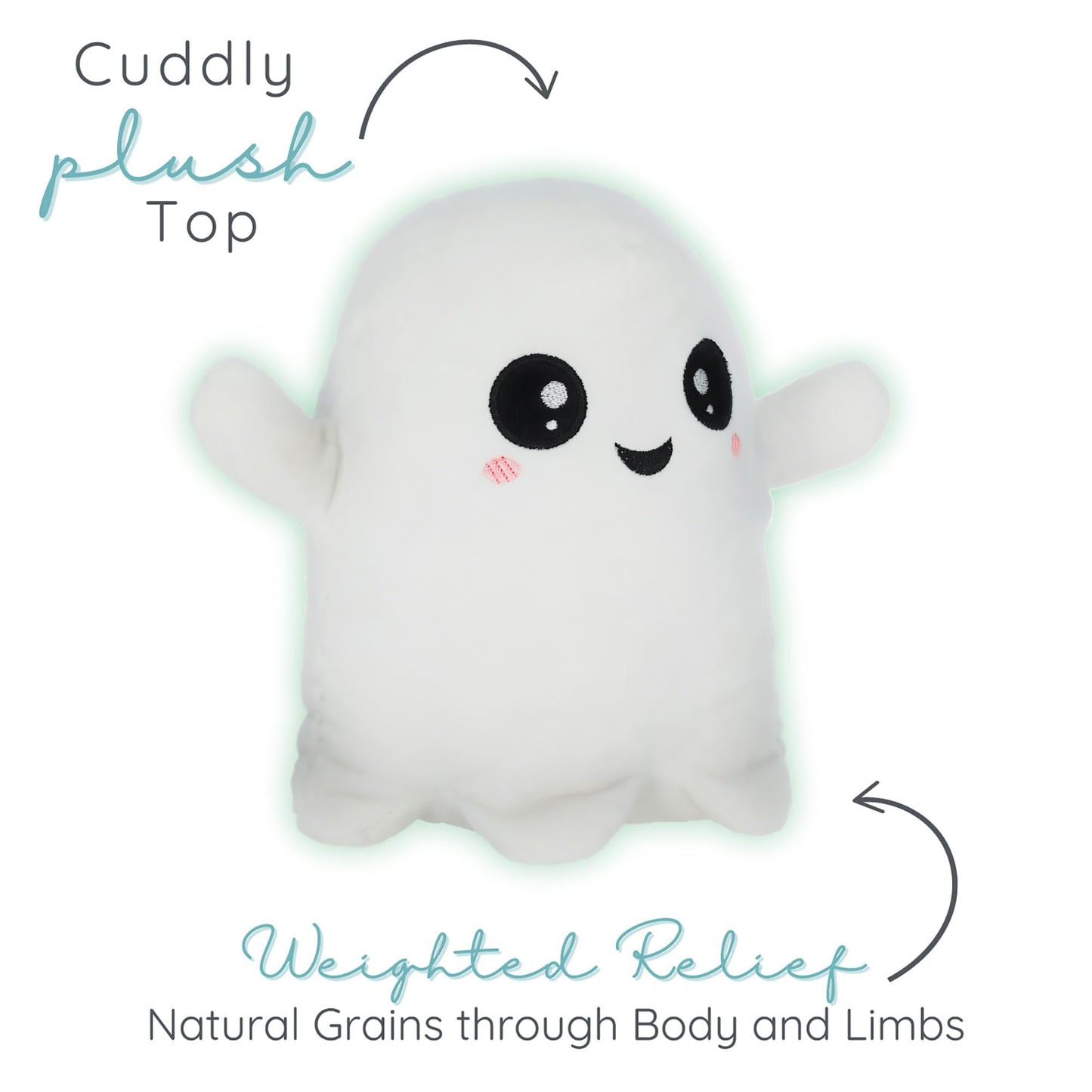 1i4 Group Glow in the Dark - Ghost - Microwavable & Weighted Plush Stuffed Animal - Heated Plushie for Warmth - Cute, Soft, Cozy Toy for Adults & Children (Boys, Girls, & Toddlers) by Warm Pals