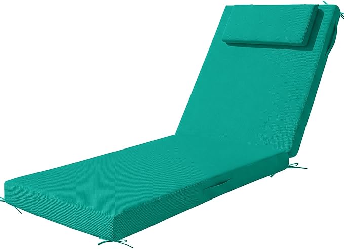 Outdoor Chaise Lounge Cushions, 71x21 Inch Olefin Water & Fade Resistant Pool