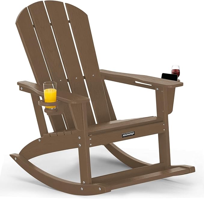 Outdoor Oversized Adirondack Rocking Chairs, All Weather HDPE Patio Rocking