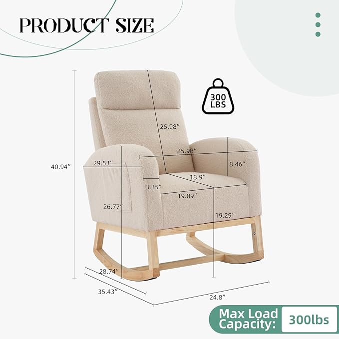 GAOMON Rocking Chair Glider for Nursery, Comfy Rocker Nursery