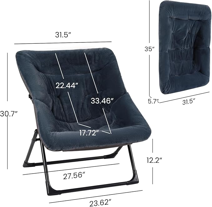 Comfy Saucer Chair for Adults, Soft Faux Fur Bedroom Chair, Accent Dorm Chairs