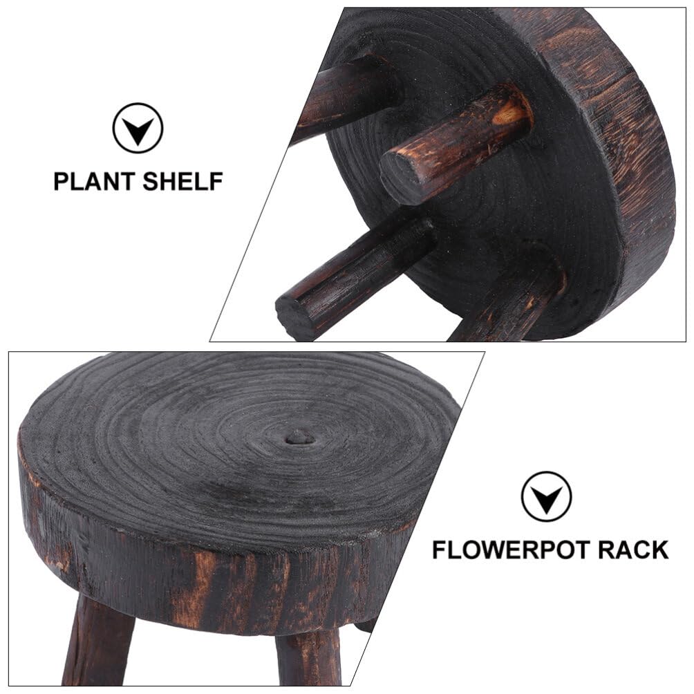 Cabilock Solid Wood Flowerpot Rack 6.69X6.69X3.54 Inch Indoor Plant Stand Decorative Rack for Balcony Garden Living Room with Rustic Natural Finish