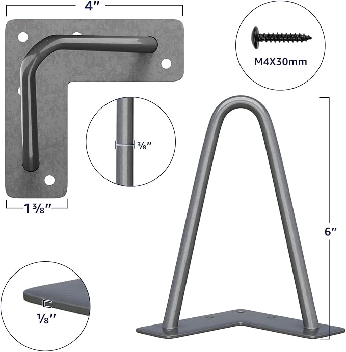 SMARTSTANDARD 6 Inch Heavy Duty Hairpin Furniture Legs, Metal Home DIY Projects