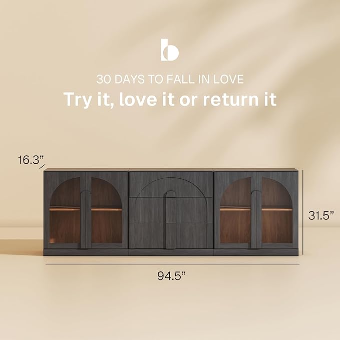 BELLEZE 3-Piece Modular Sideboard Cabinet Freely Configurable, Modern Wood