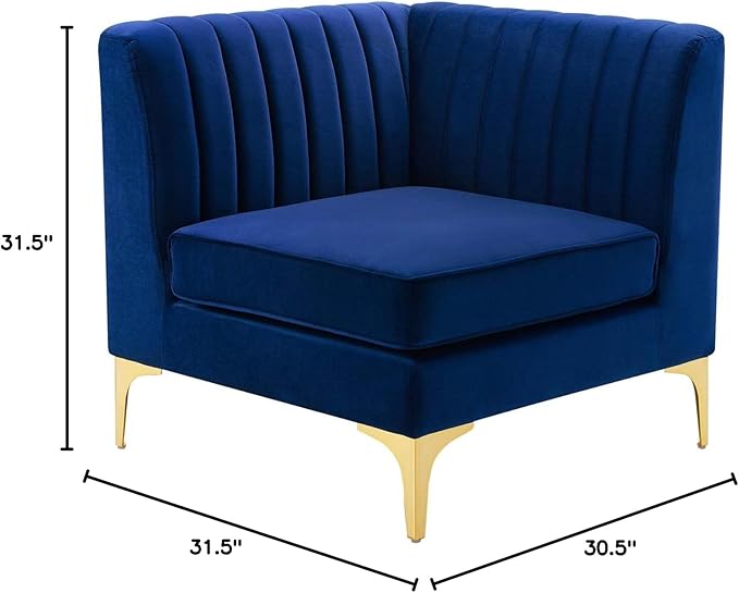 Modway Triumph Channel Tufted Performance Velvet Sectional Sofa Corner Chair