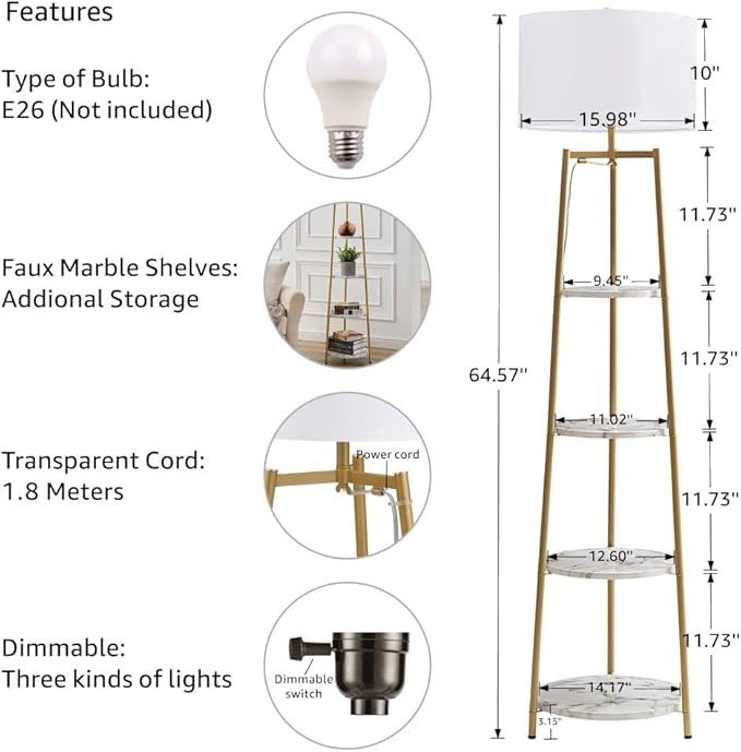 ROSEN GARDEN Floor Lamp, Standing Reading Light