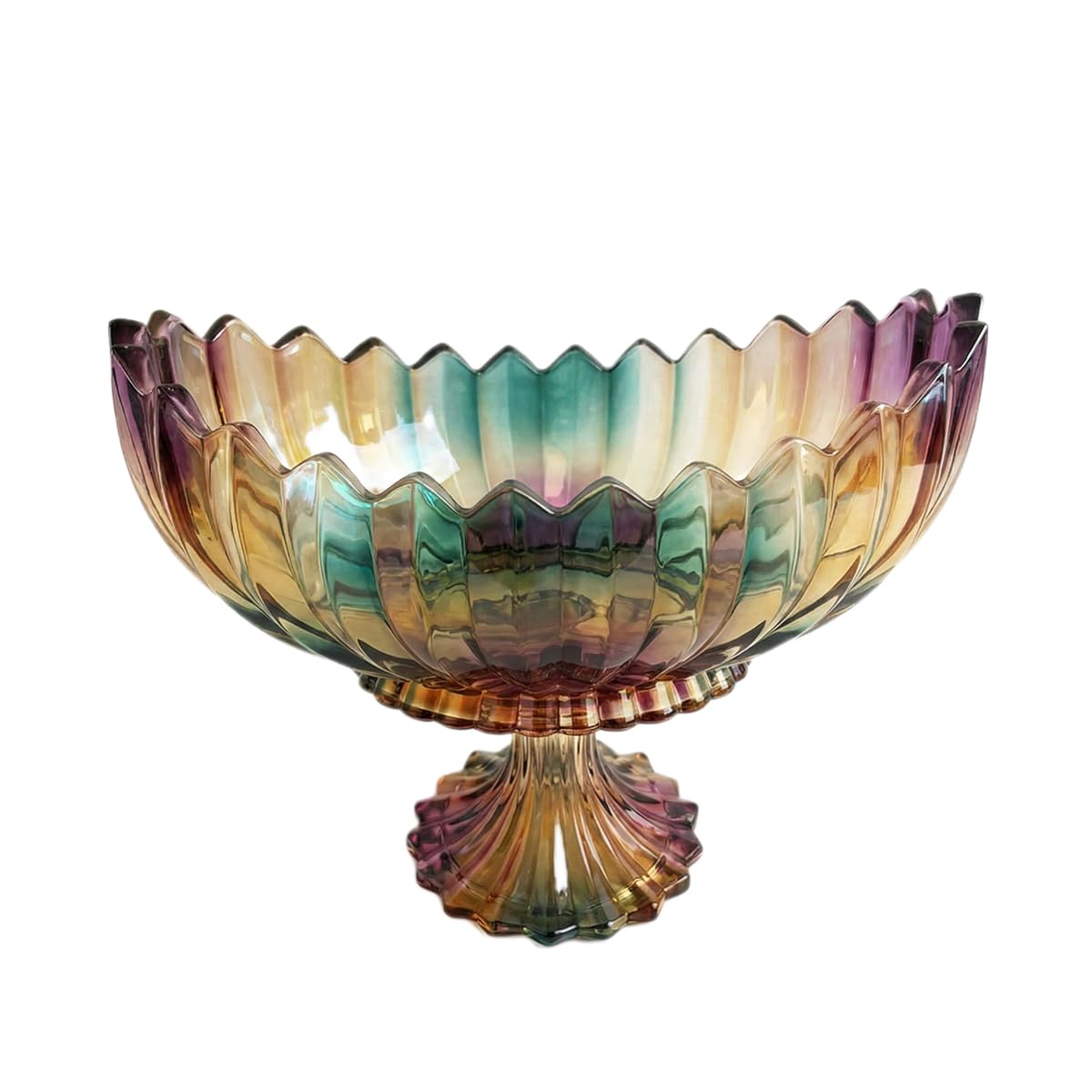AMOLINCO Crystal Glass Oval Pedestal Fruit Bowl, Footed Decorative Bowl for Table Centerpiece, Kitchen Counter Dining Room Tables Decor Centerpiece
