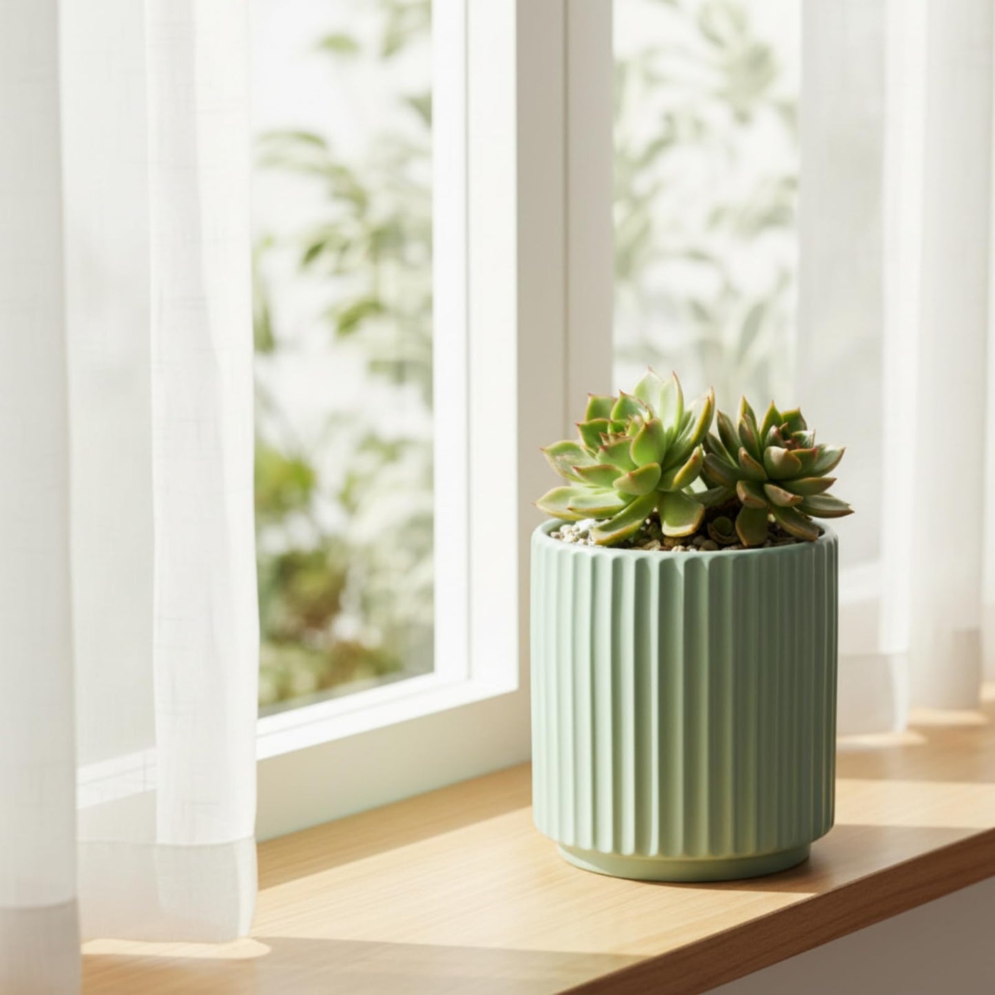 Flowers and Succulent Plant Pots, Ceramic flower Pots and Drainage Hole, Bonsai Planter Large Flower Pots for Indoor Outdoor Use for Home Office Garden Decoration,Plants not included (Green)