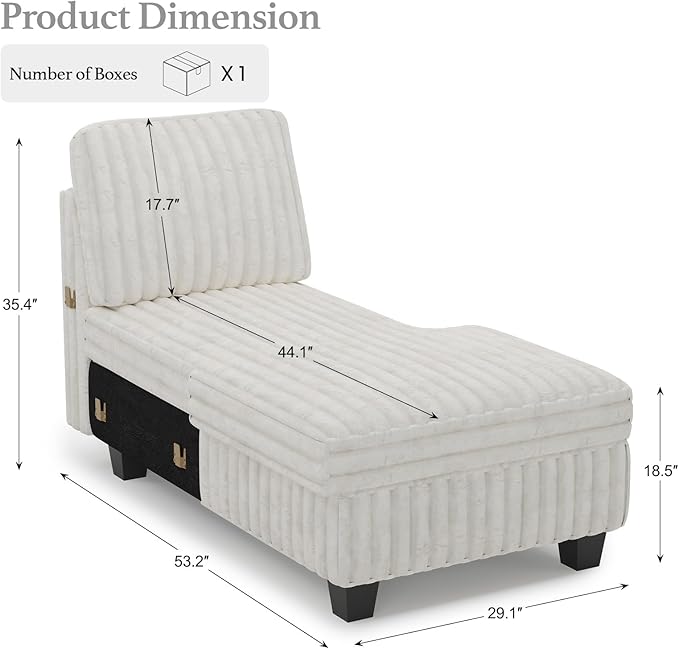 Belffin Modular Sectional Storage Chaise Module