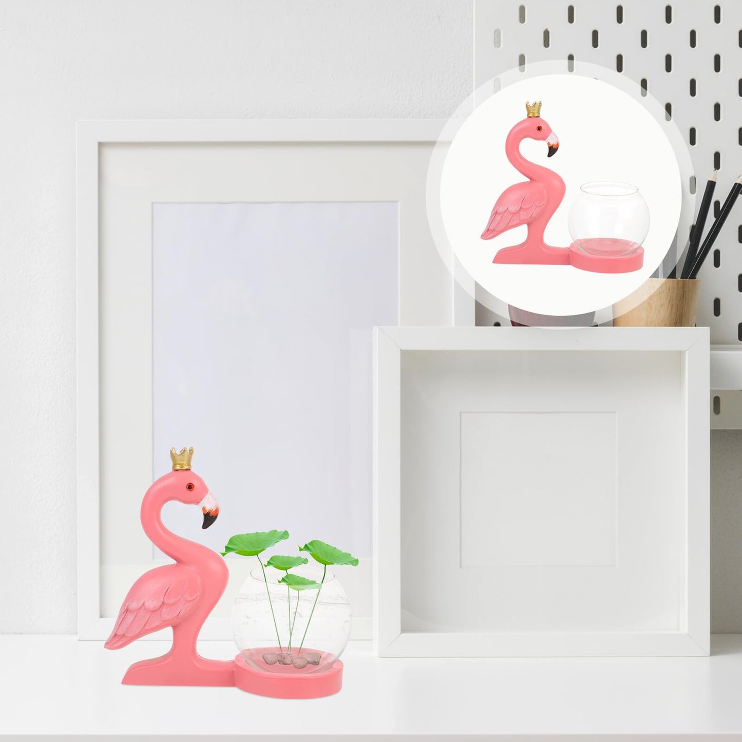 DECORNIJIA Flamingo Hydroponic Plants Vase Glass Desktop Plant Terrarium Flower Container for Home Décor Table Centerpiece
