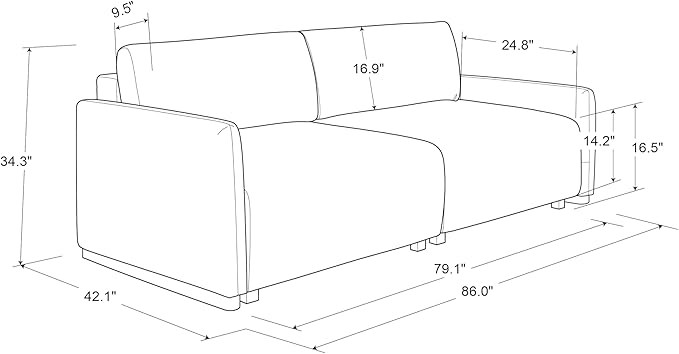 Serta Vail 86" Convertible Sleeper Sofa, Queen Size, Wall-Hugging Dreamglide