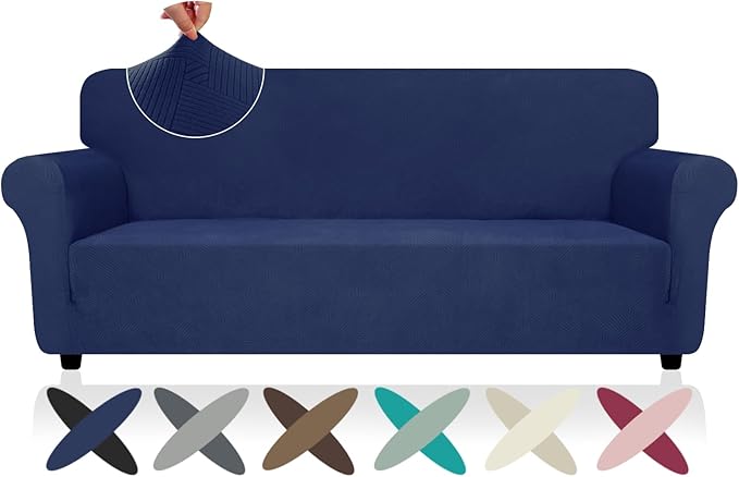 ZNSAYOTX Super Stretch Couch Cover, New Striped Sofa Covers Fitted Slipcovers