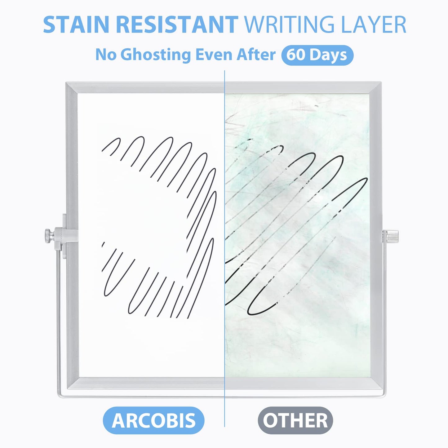 ARCOBIS Small WhiteBoard with Stand 10" X 10", Magnetic Double-Sided Dry Erase White Board Easel for Desk Students Home Office