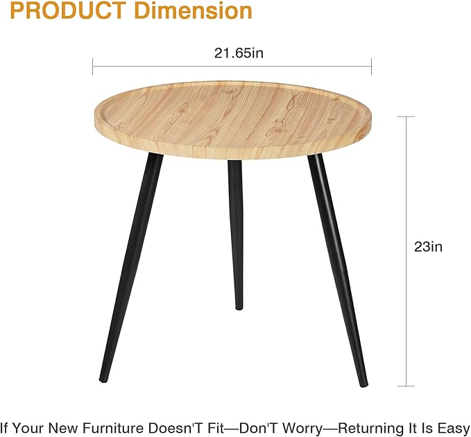 VECELO Modern Side Table, Round Small End Table, Exclusively Designed