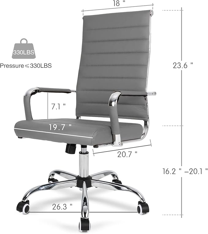 Home Office Chair Ribbed, Modern Leather Conference Room Chairs, Ergonomic