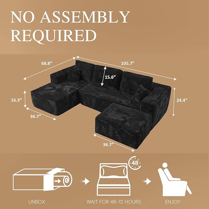 105" Convertible Sectional Couch