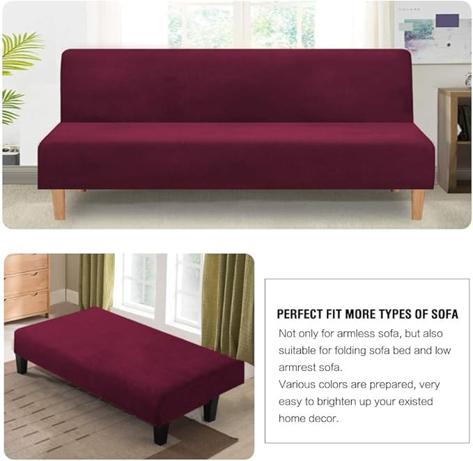 H.VERSAILTEX Real Velvet Futon Cover Armless Sofa Covers Sofa Bed Covers