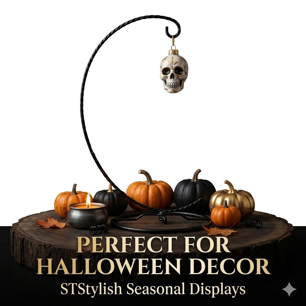 HOHIYA 4 Pack Black Ornament Display Stand 9.5” Twist Wire Holders for Glass Terrarium Air Plants Christmas Halloween Easter Ornaments Tabletop Metal Display Rack