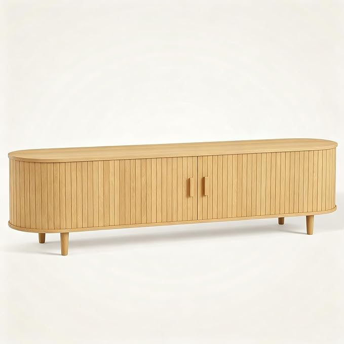 80" Mid Century Modern TV Stand, Wood TV Consoles