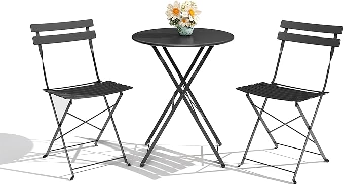 3-Piece Folding Bistro Set, Outdoor Patio Furniture Set