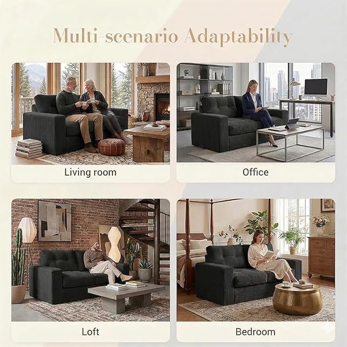 69" Corduroy Loveseat Sofa in a Box, High-Density Foam Couch, No Assembly