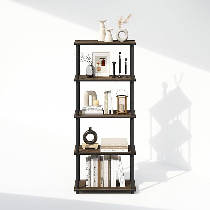 Furinno Turn-N-Tube Book Shelf, 5-Tier Bookshelf, Bookcase