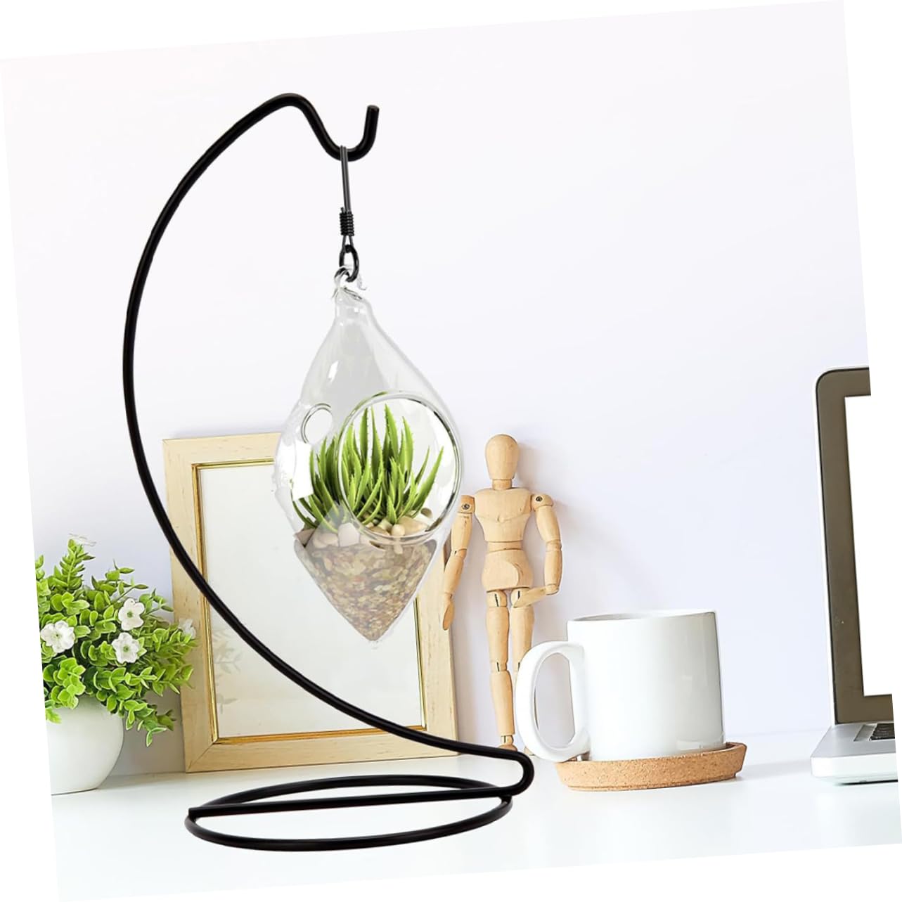 GLEAVI 3pcs Metal Hanging Hook Display Stand for Glass Terrarium Indoor Ornament Holder Adjustable Iron Hanger for Desktop Decor Suitable for Plants and Craft Shows