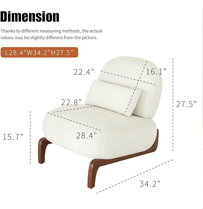 KEIKI Accent Chair with Solid Wood Legs, Velvet Single Seat Sofa