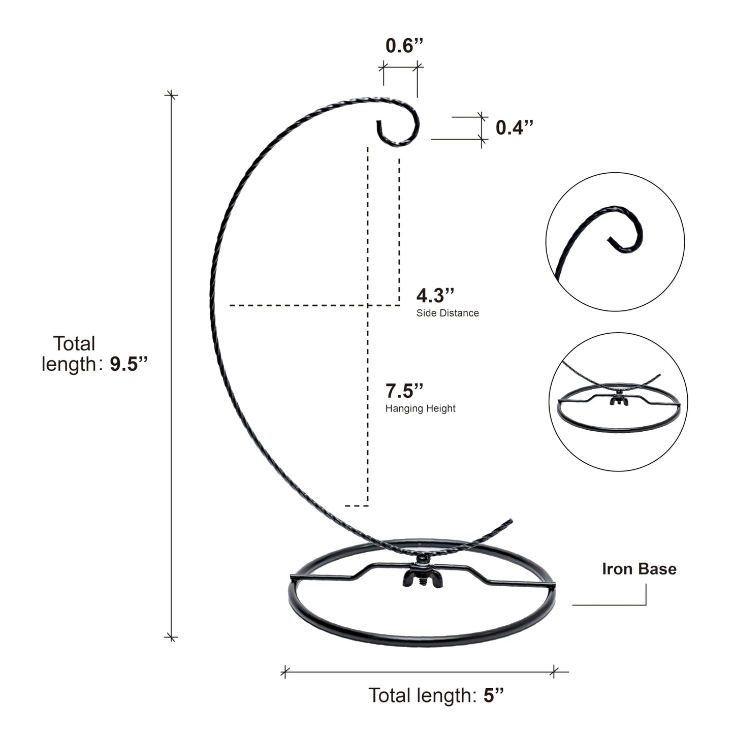 HOHIYA 4 Pack Black Ornament Display Stand 9.5” Twist Wire Holders for Glass Terrarium Air Plants Christmas Halloween Easter Ornaments Tabletop Metal Display Rack