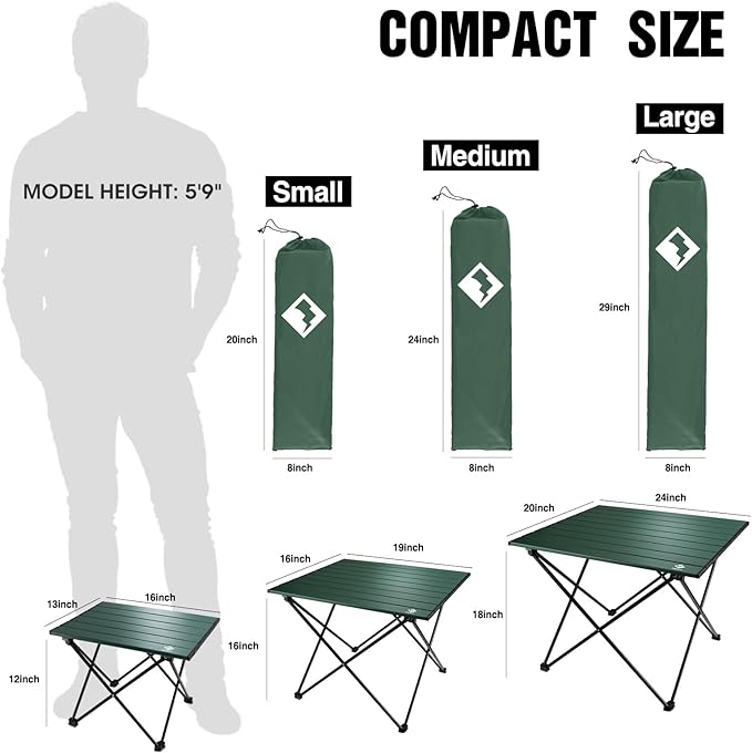 VILLEY Portable Camping Side Table, Ultralight Aluminum Folding Beach Table