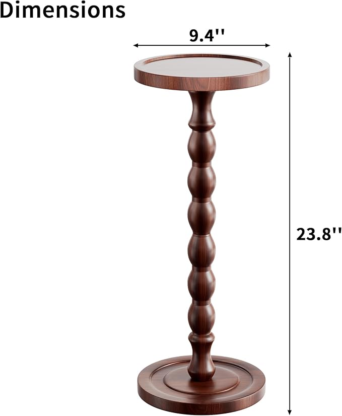 2 Pack Solid Wood Drink Table, Rubber Wood‌ Small Round Side Table