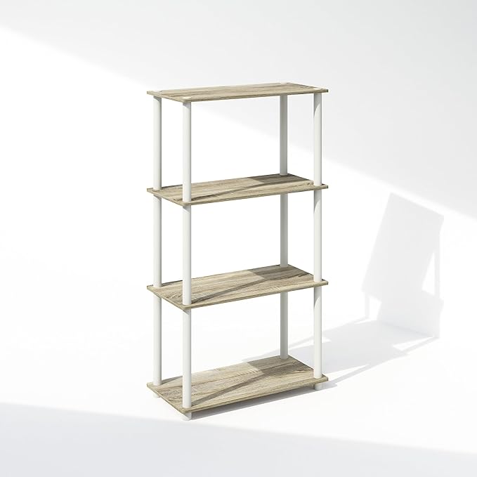 Furinno Turn-N-Tube Book Shelf, 4-Tier Bookshelf, Bookcase