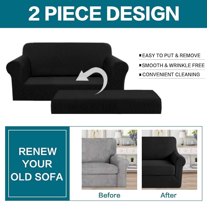 Turquoize Stretch Sofa Slipcover 2 Pieces Sofa Cover Couch Cover