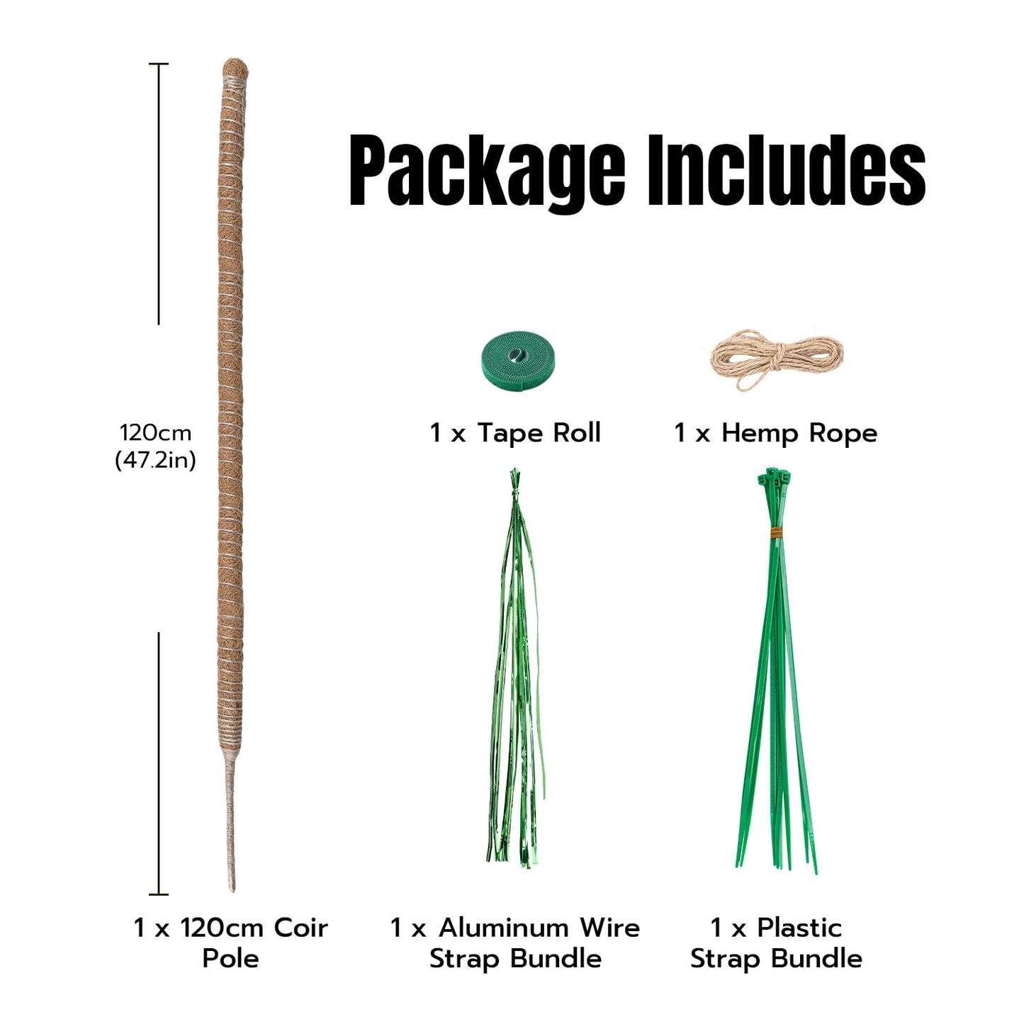 Mcbazel 47 Inch Moss Pole for Plants Monstera, Monstera Plant Support Stick, Bold Version Bendable Moss Poles Plant Support Stick for Large Climbing Plants, Stick Support Stake Kit for Potted Plants
