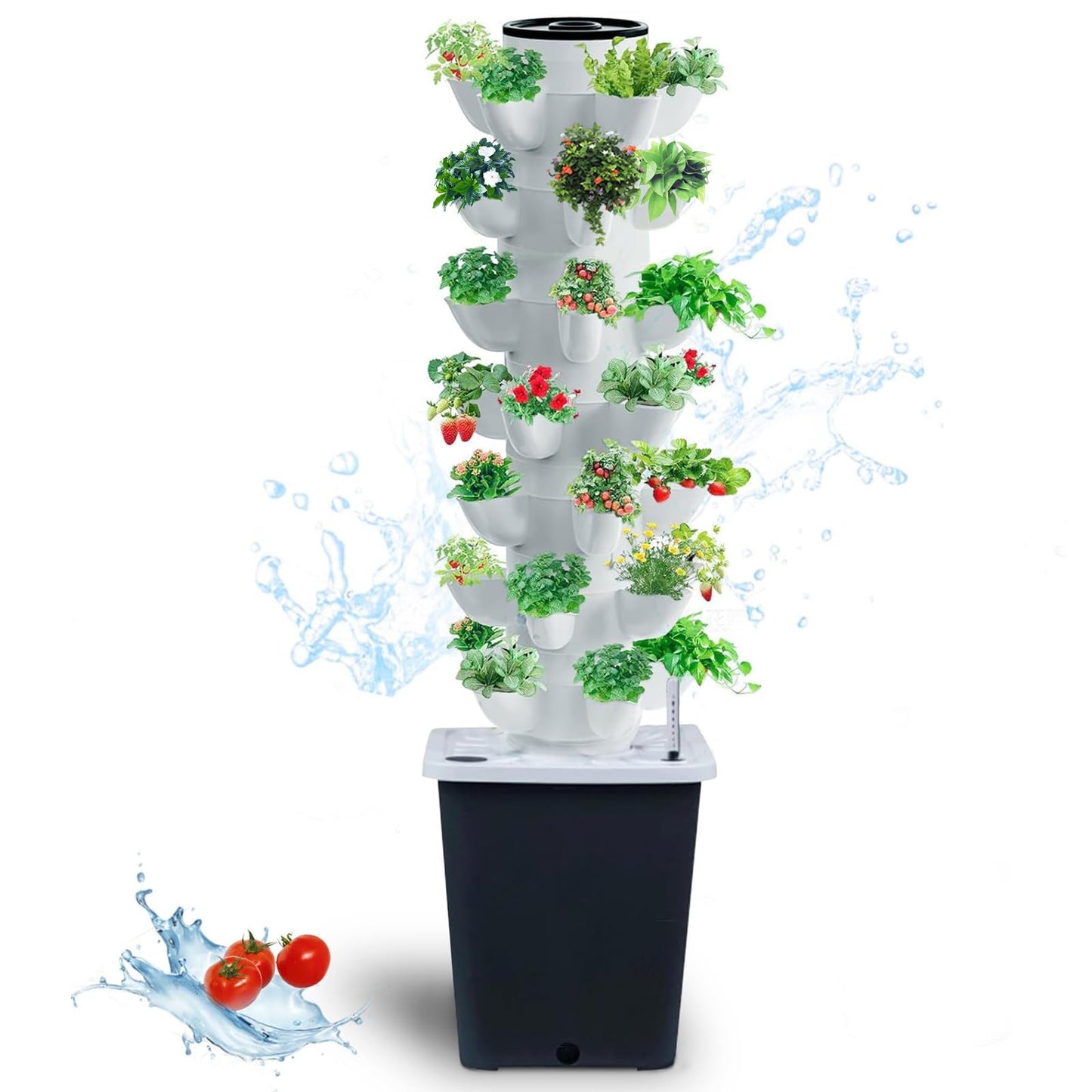 JPWDDWYT Hydroponics Tower Indoor Growing System Vertical Garden Planter Indoor Smart Garden Kit with Pump and Movable Water Tank Vegetable Plant Gift for Gardening Lover (35-Plants)