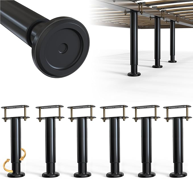 6Pcs Bed Frame Support Leg, Adjustable Height 5.8"-9", Extra Sturdy Steel Bed