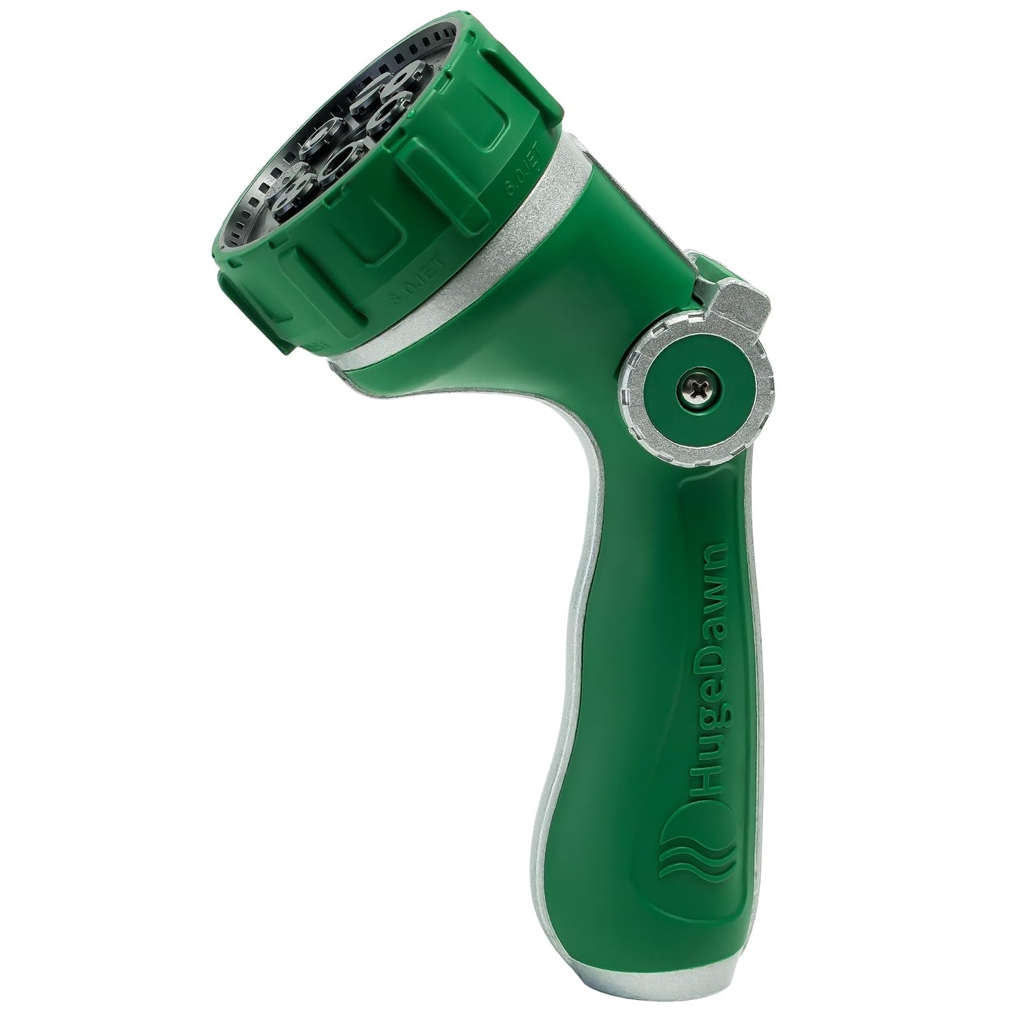 HugeDawn Garden Hose Nozzle with 7 Spray Patterns, Heavy Duty Metal Sprayer 30% Greater Water Flow for Watering, Car Wash, Outdoor Cleaning (Green)