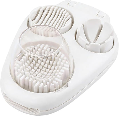 3 in 1 Boiled Egg Slicer, Manual Egg Cutter with 3 Slice Modes, Stainless Steel Kitchen Gadget for Hard Boiled Eggs, Butter, Strawberry, Tomato, Cheese, Easy to Clean & Store (COLOR:White)