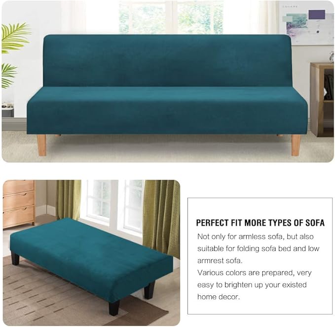 H.VERSAILTEX Real Velvet Futon Cover Armless Sofa Covers Sofa Bed Covers