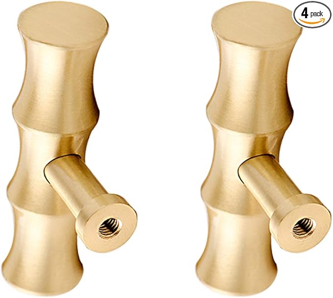 Bamboo Brass Kitchen Cabinet Knobs Gold Drawer Dresser Pulls Tbar Furniture