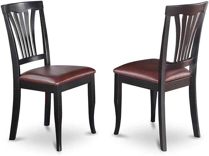 East West Furniture Avon 36" Faux Leather Dining Chairs in Black