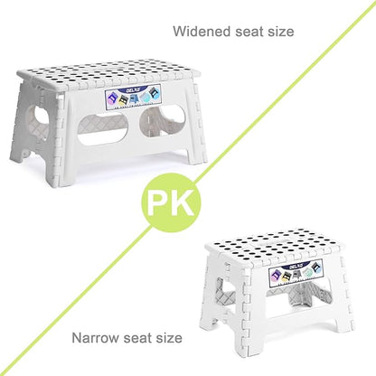 Delxo 9 Inch Folding Step Stool for Kids and Adults,15-Inch Extra Wide Height Large Platform Heavy Duty Stepping Stool More Safe and Comfortable Non Slip Foldable Step Stool White