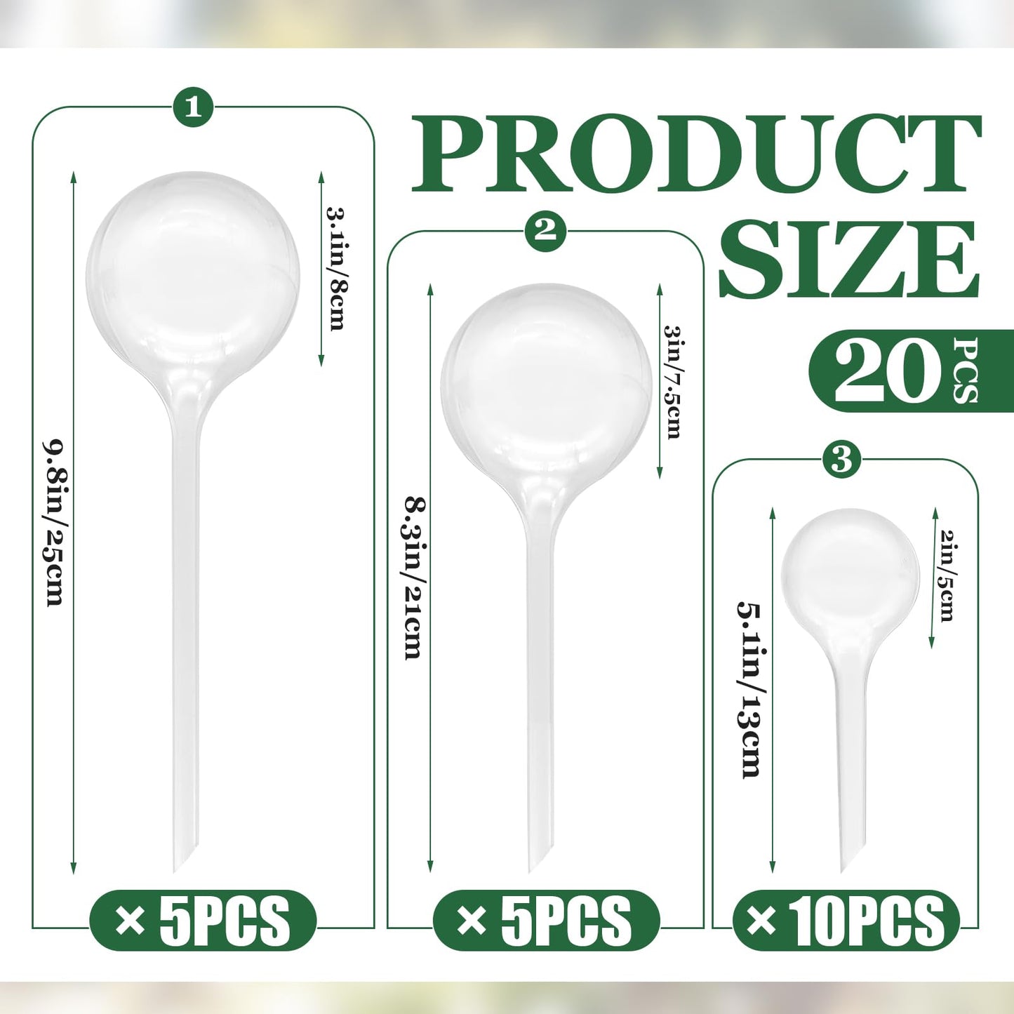 Cmaqpw 20 PCS Plant Watering Globes,Plastic Clear Watering Bulbs,Self Watering Flower Automatic Watering Device for Home Garden Plants Indoor,Outdoor,Flowerpot,(Large,Medium,Small)