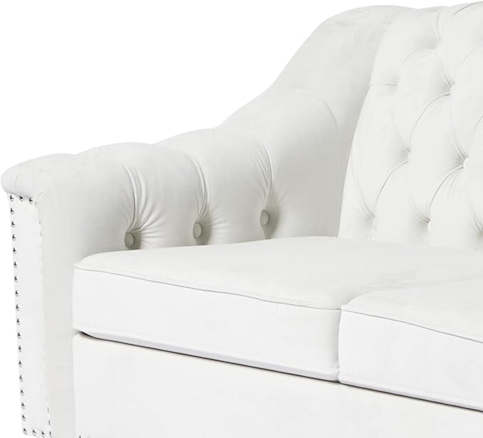 LEVNARY White Velvet Chair for Bedroom, Upholstered Sofa Chair