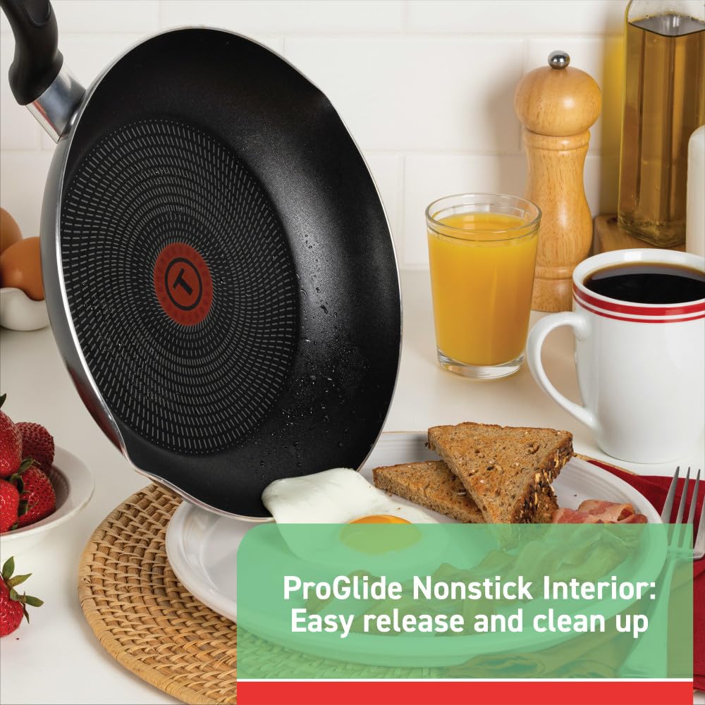 T-fal Specialty Nonstick Fry Pan Set 3 Piece, 8, 9.5, 11 Inch, Oven Broiler Safe 350F, Cookware, Pots and Pans Set Non Stick, Kitchen Frying Pans, Skillets, Durable, Dishwasher, Black