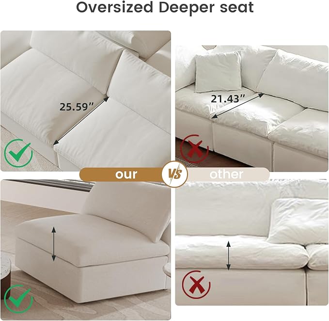 Cloud Modular Sectional Sofa, 80.3" Down Filled Comfort Sofa Couch