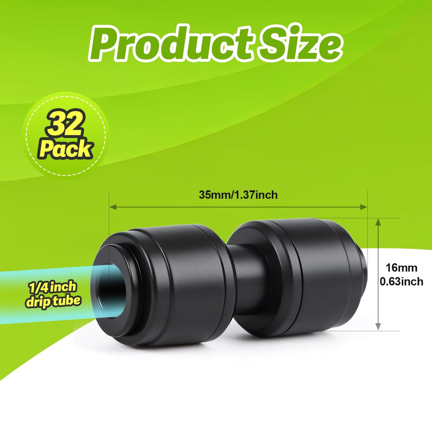 Copadri Quick Connect 1/4" Drip Irrigation Coupling Fitting: 32 Pieces Push to Fit Drip Line Coupler Parts for 1/4-Inch Tubing Leak Free Dripline Hose Connectors for Garden Lawn Sprinkler System