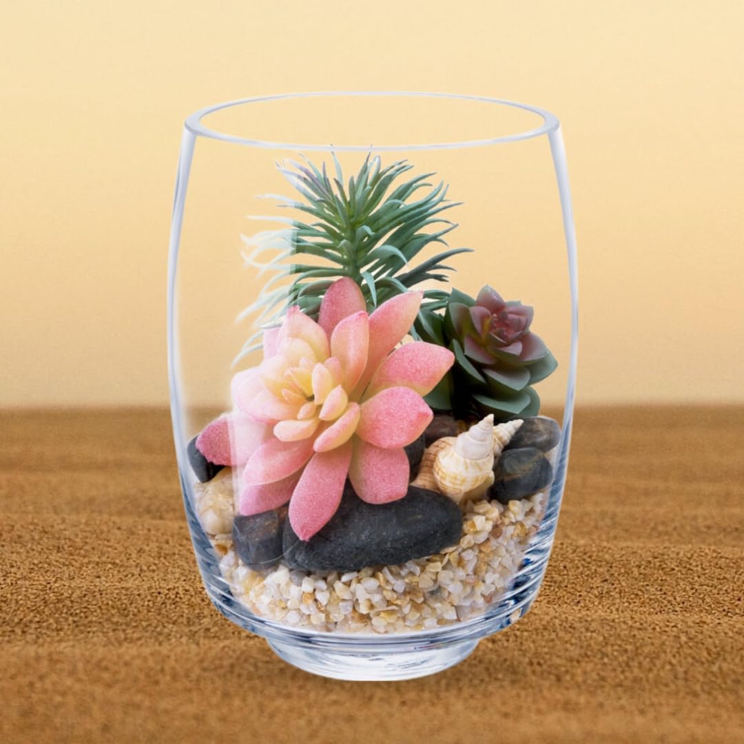 7.5“ Round Hurricane Glass Footed Pillar Candle Holder Clear Flower Vase Floral Planter Terrarium for Weddings, Parties, and Home Decor - Elegant Table Centerpiece