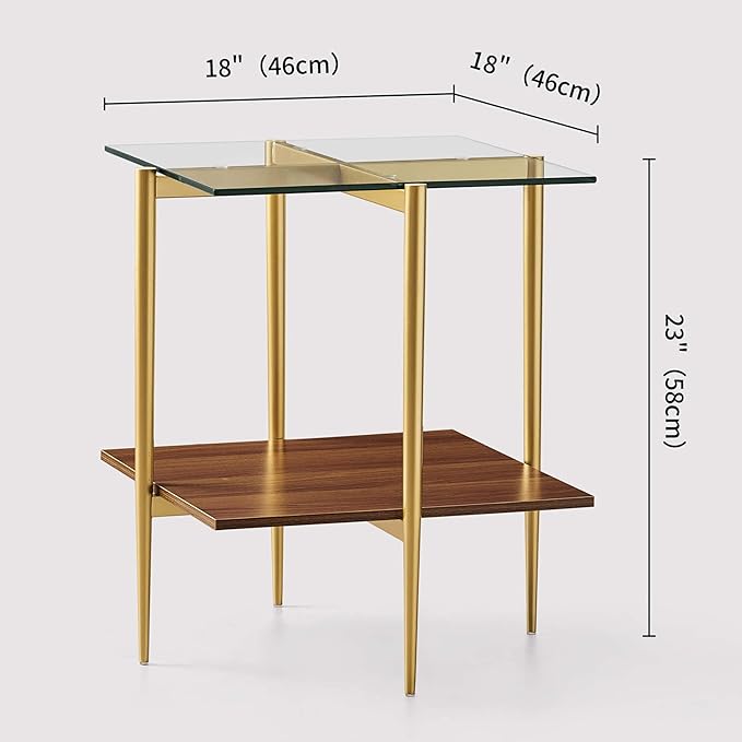 LumFurn Glass End Table, Mid-Century Modern Design Sofa Table,